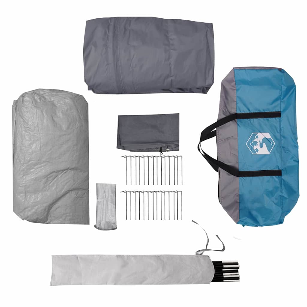 Tunnel Tent 6-Person with Roof Blue and Grey 890 x 470 x 220 cm