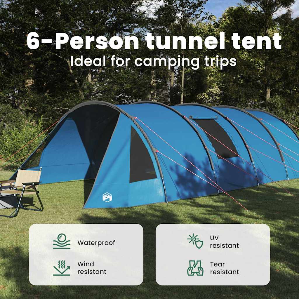 Tunnel Tent 6-Person with Roof Blue and Grey 890 x 470 x 220 cm