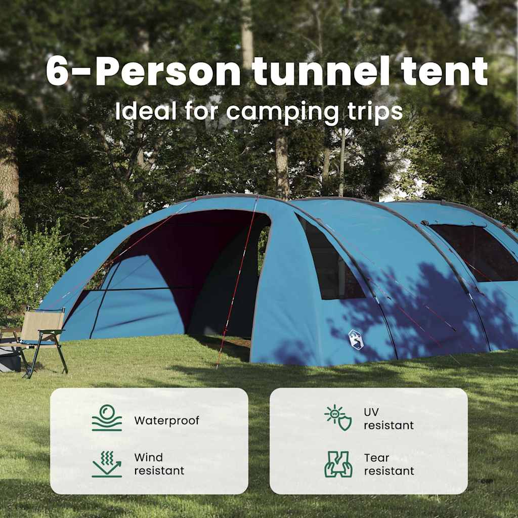 Tunnel Tent 6-Person with Roof Blue and Grey 700 x 590 x 215 cm