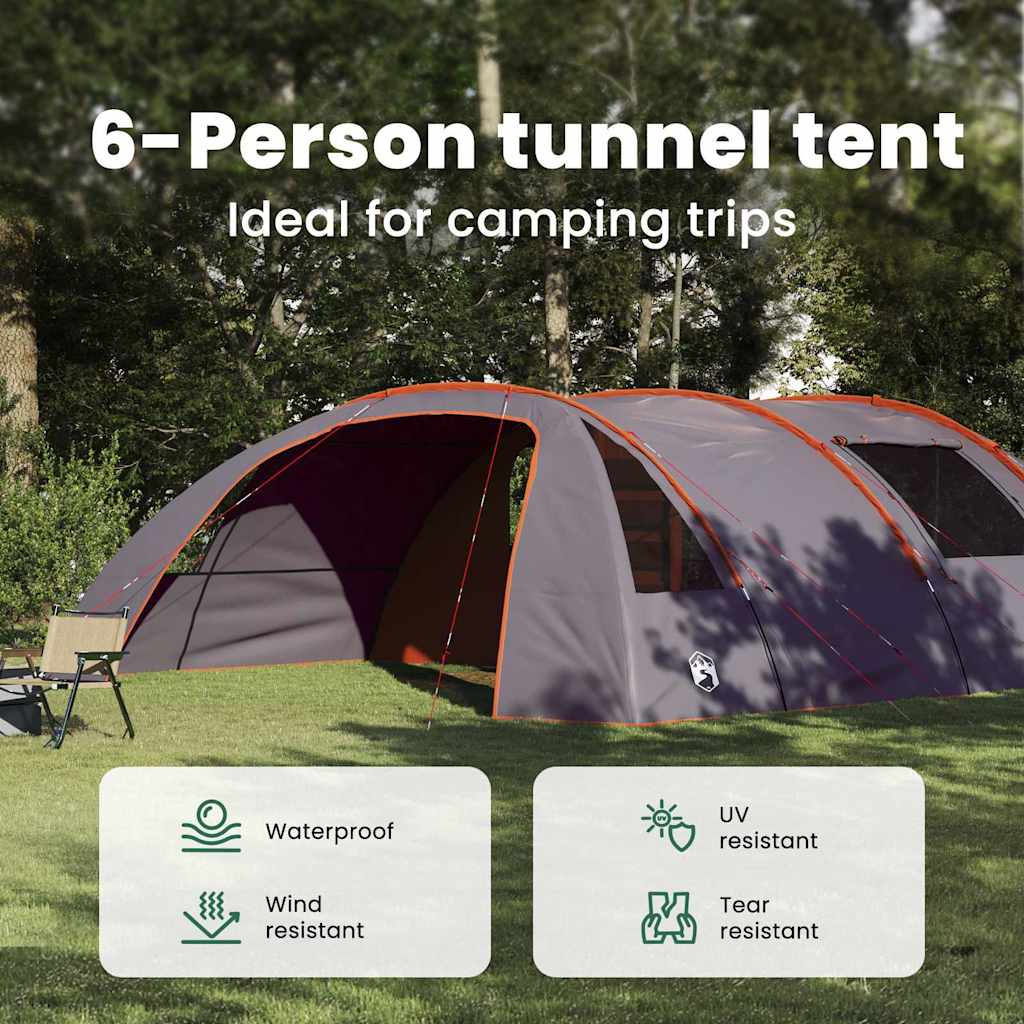 Tunnel Tent 6-Person Grey and Orange 700 x 590 x 215 cm