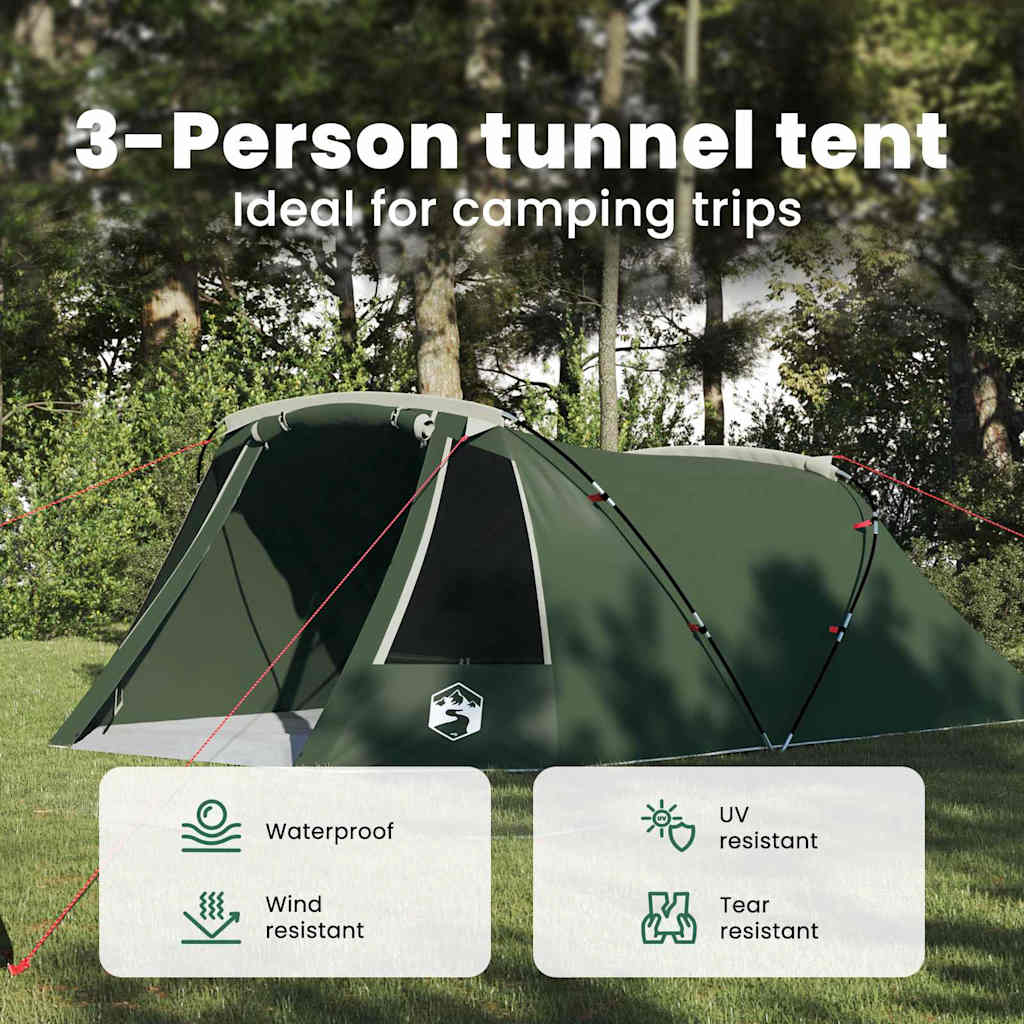 Tunnel Tent 3-Person Green and White 328 x 228 x 115 cm