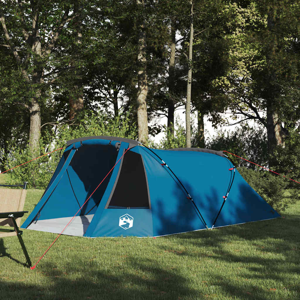Tunnel Tent 3-Person with Roof Blue and Grey 328 x 228 x 115 cm