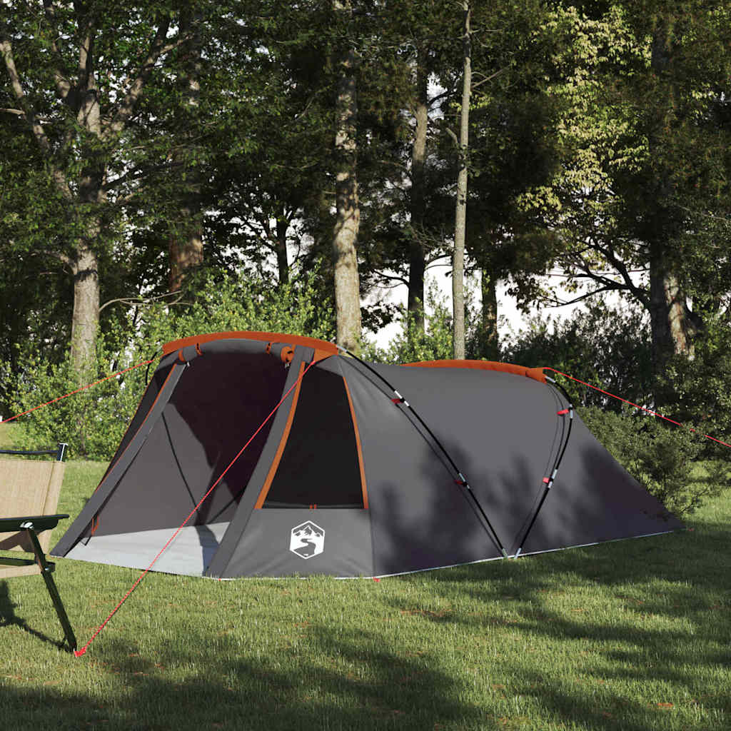 Tunnel Tent 3-Person Grey and Orange 328 x 228 x 115 cm