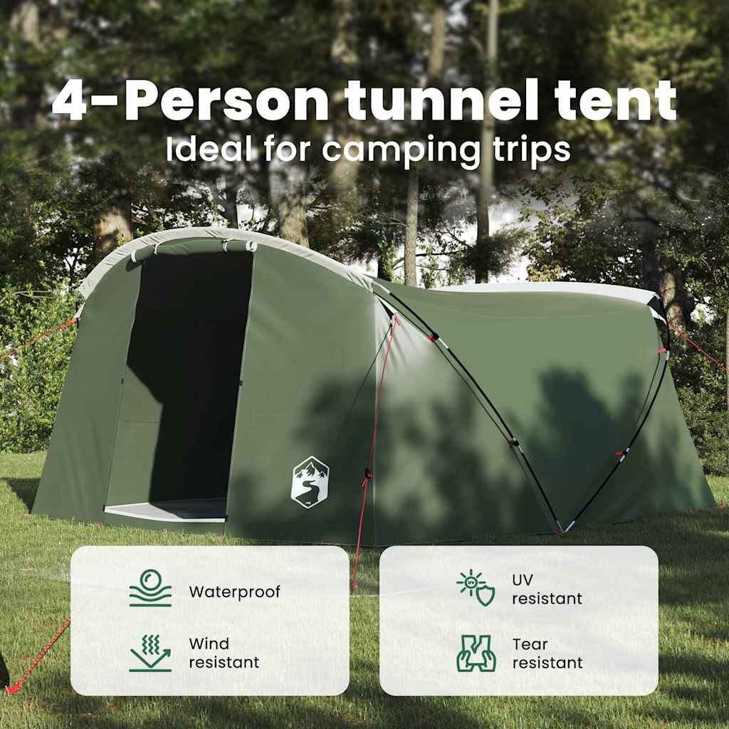 Tunnel Tent 4-Person Green and White 318 x 275 x 140 cm
