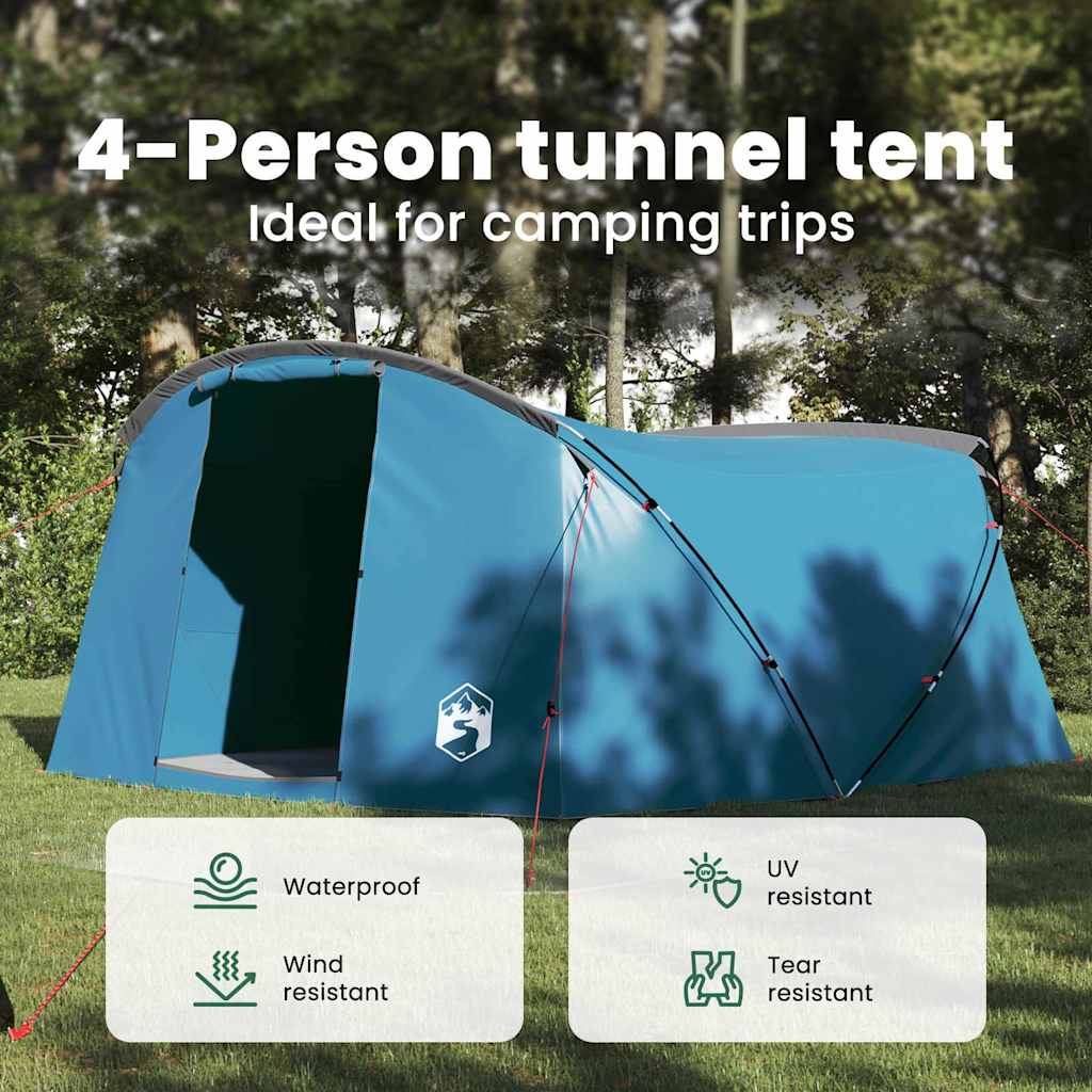 Tunnel Tent 4-Person with Roof Blue and Grey 318 x 275 x 140 cm