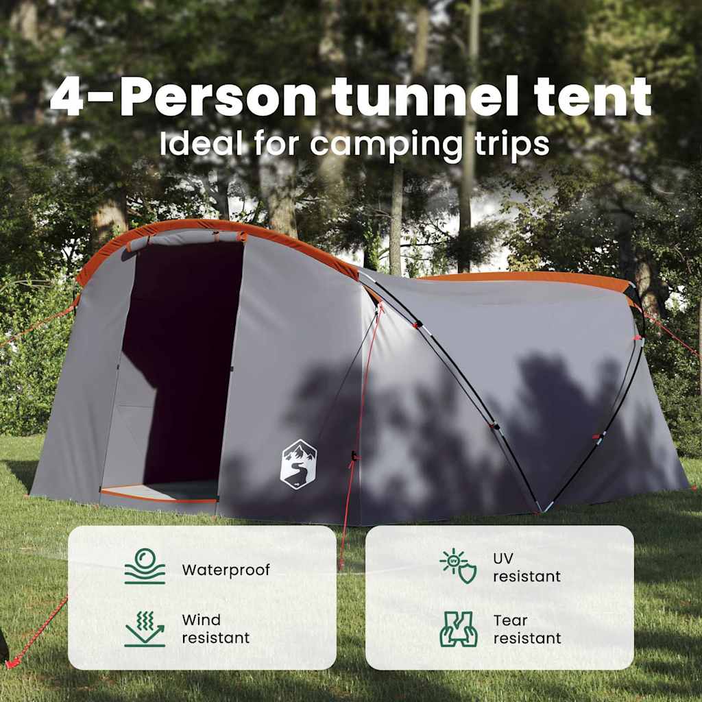 Tunnel Tent 4-Person Grey and Orange 318 x 275 x 140 cm