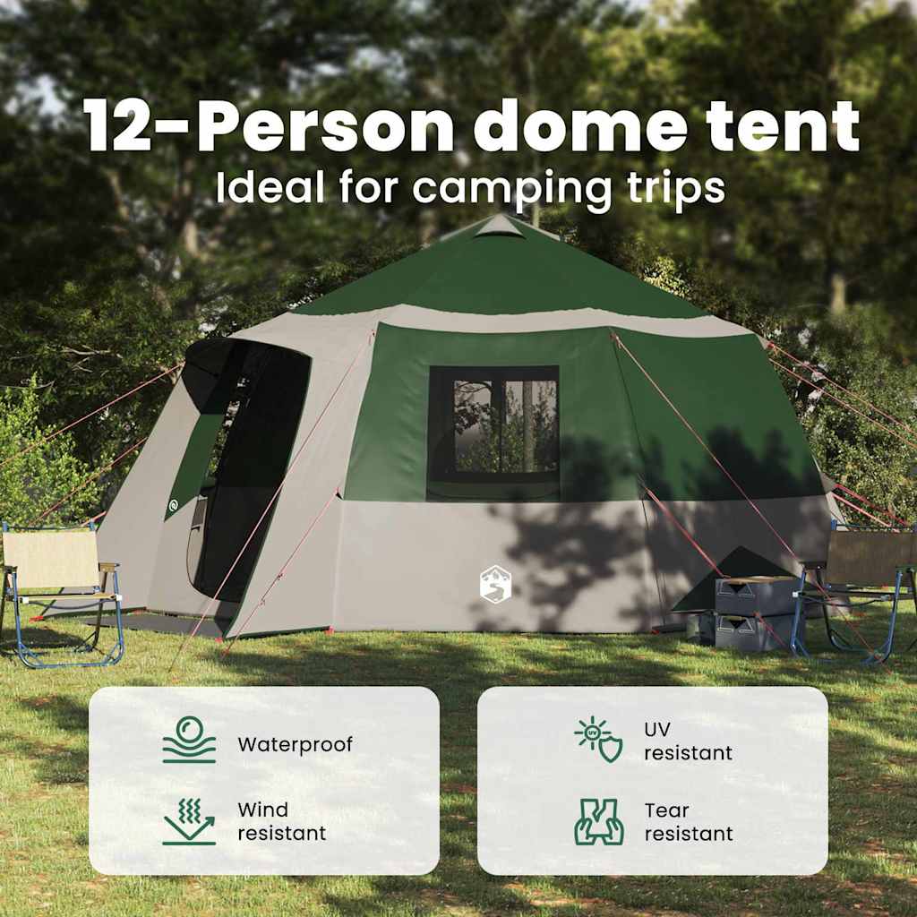 Cabin Tent 12-Person Green and Grey 500 x 500 x 294 cm