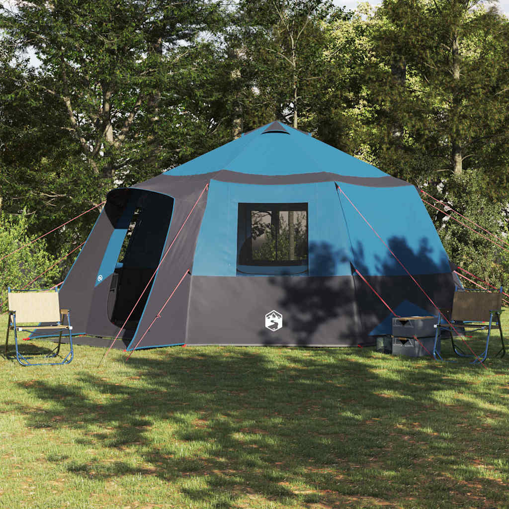Cabin Tent 12-Person with Roof Blue and Grey 500 x 500 x 294 cm