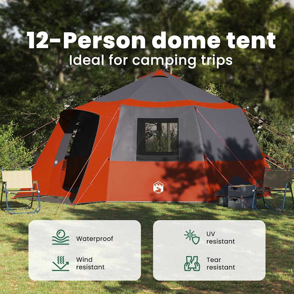 Cabin Tent 12-Person Grey and Orange 500 x 500 x 294 cm