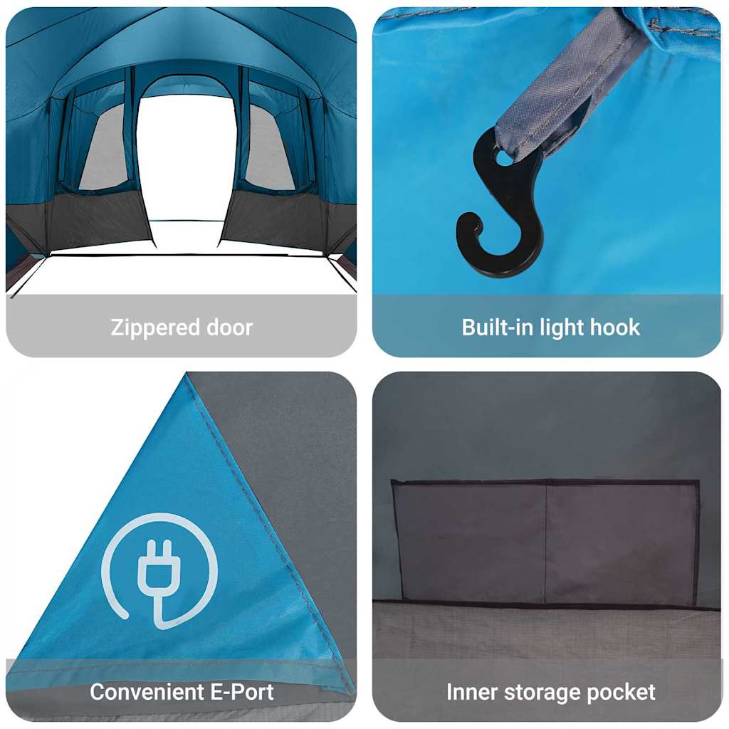 Family Tent 12-Person Blue and Grey 760 x 645 x 230 cm