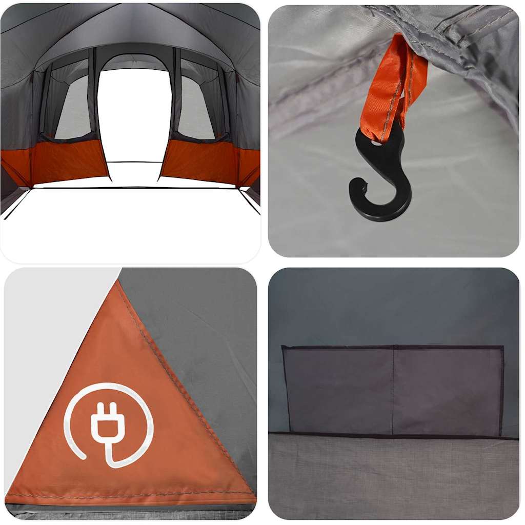 Family Tent 12-Person Grey and Orange 760 x 645 x 230 cm