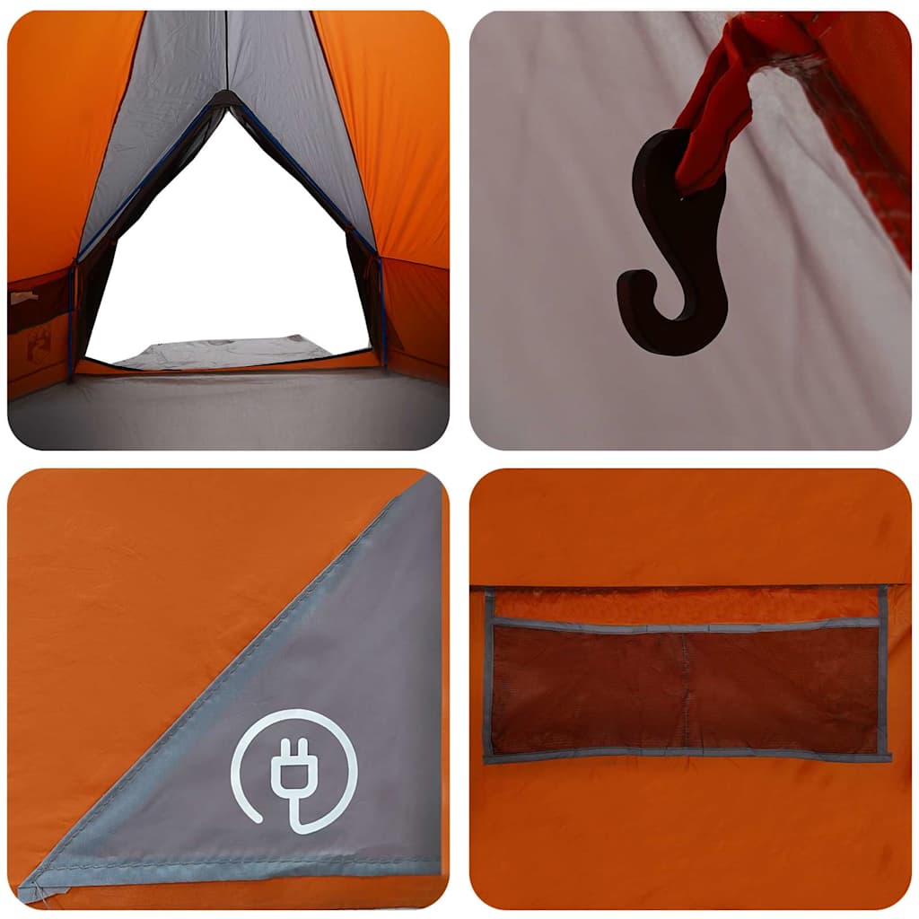 Teepee Tent 10-Person Grey and Orange 567 x 470 x 242 cm