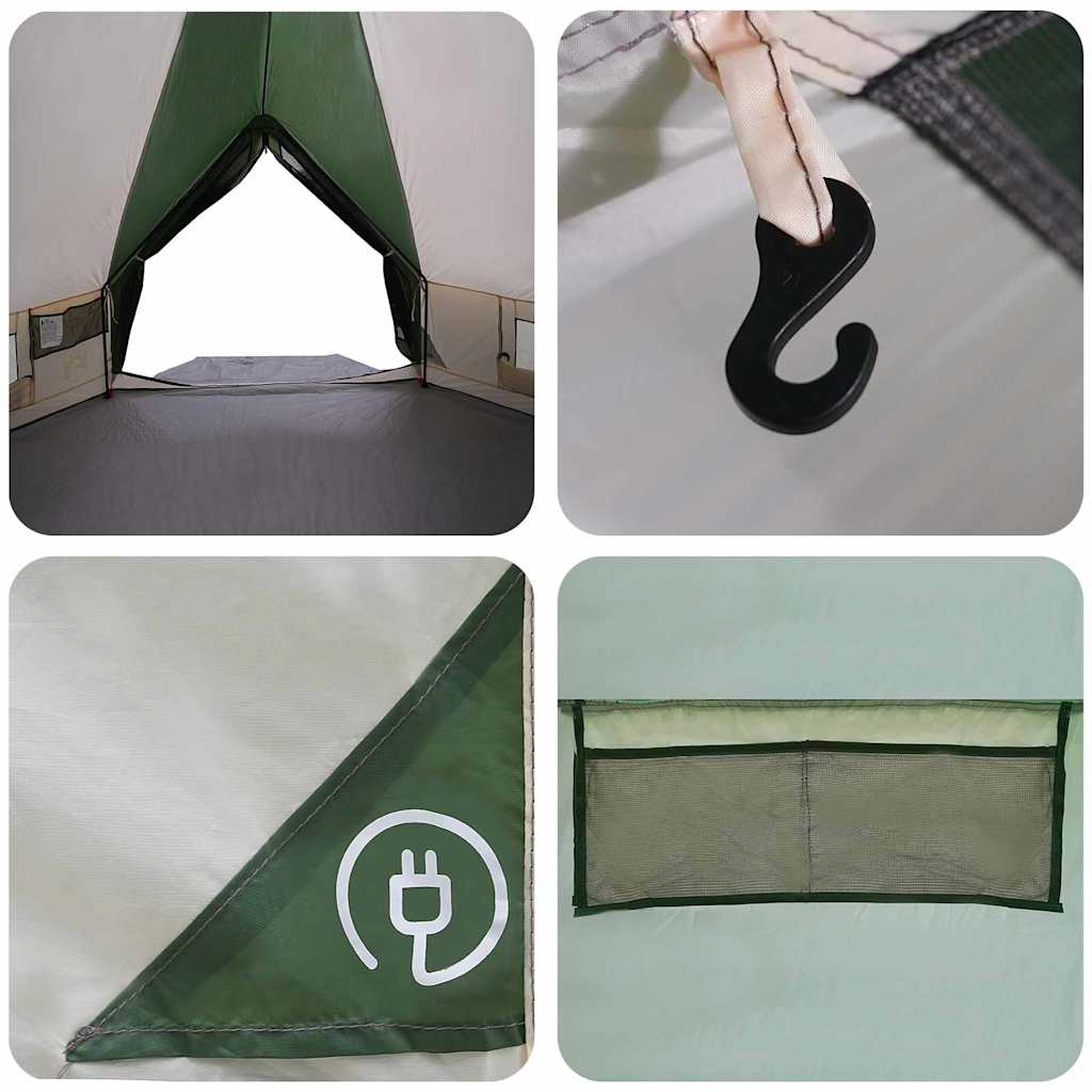 Teepee Tent 8-Person Green and White 490 x 410 x 210 cm