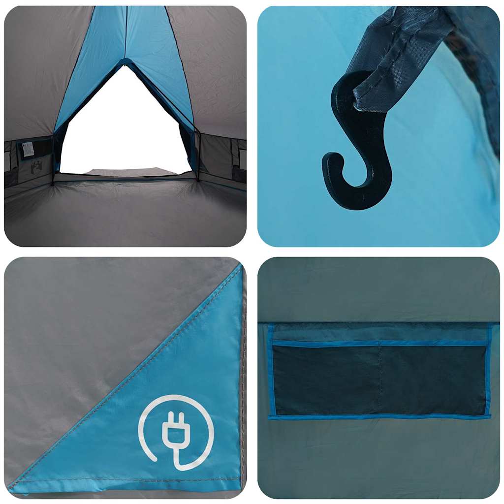 Teepee Tent 8-Person with Roof Blue and Grey 490 x 410 x 210 cm