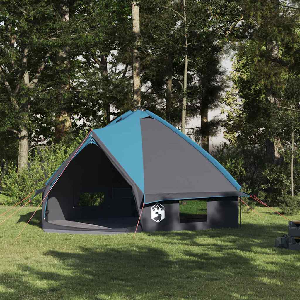 Teepee Tent 8-Person with Roof Blue and Grey 490 x 410 x 210 cm
