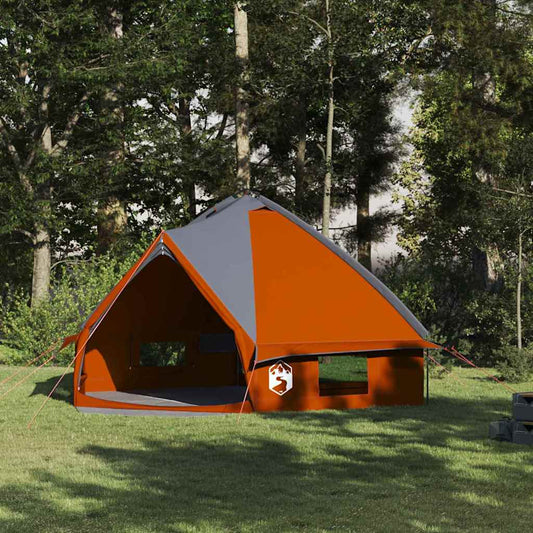 Teepee Tent 8-Person Grey and Orange 490 x 410 x 210 cm