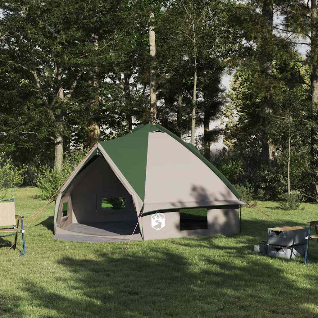 Teepee Tent 6-Person Green and White 431 x 366 x 185 cm