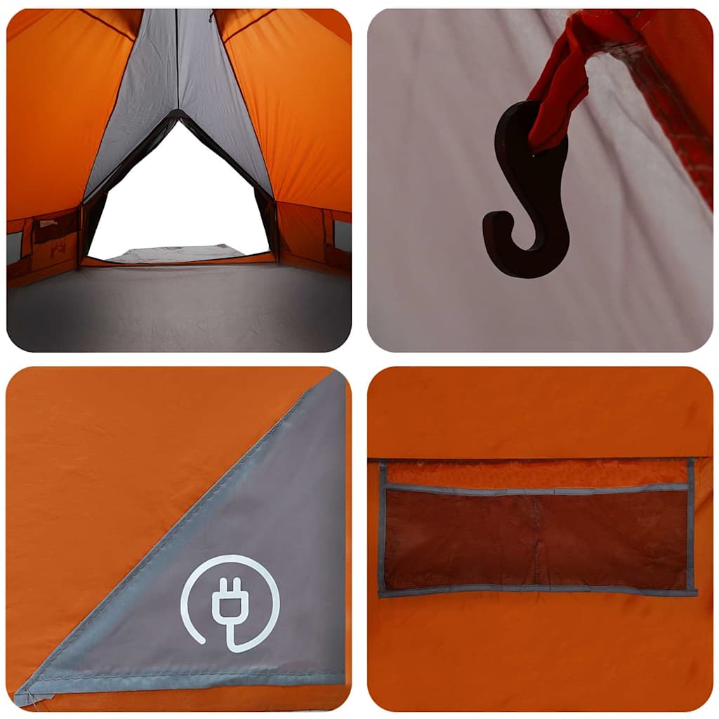 Teepee Tent 6-Person Grey and Orange 431 x 366 x 185 cm
