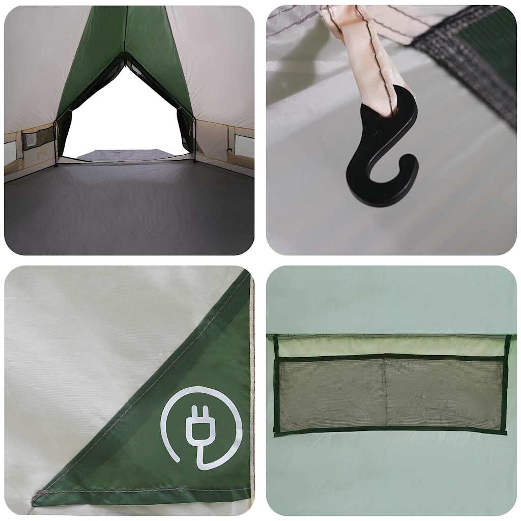 Teepee Tent 4-Person Green and Grey 388 x 320 x 169 cm