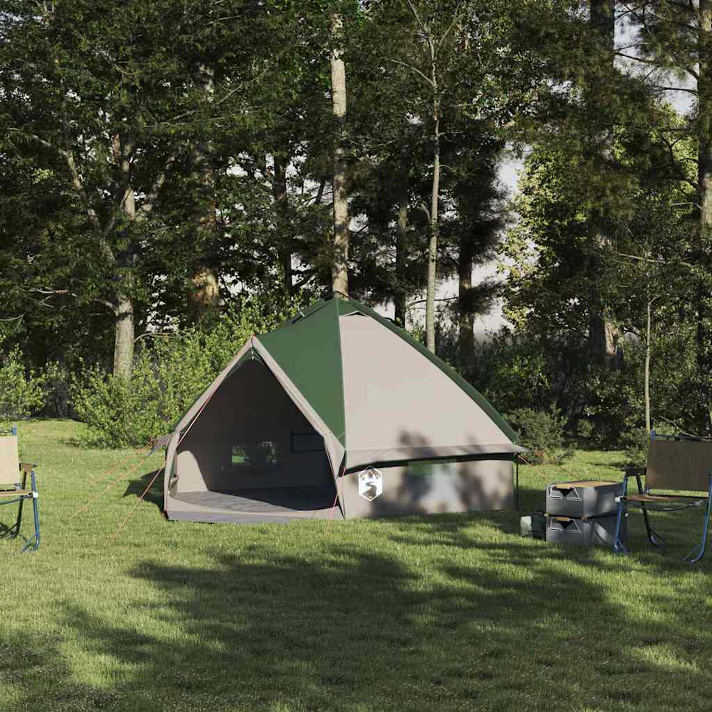 Teepee Tent 4-Person Green and Grey 388 x 320 x 169 cm