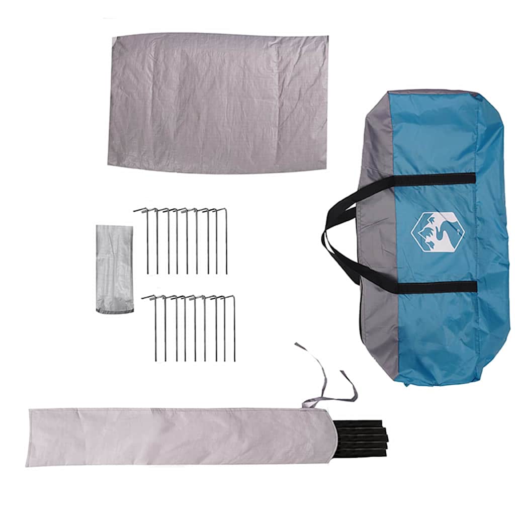 Teepee Tent 4-Person with Roof Blue and Grey 388 x 320 x 169 cm