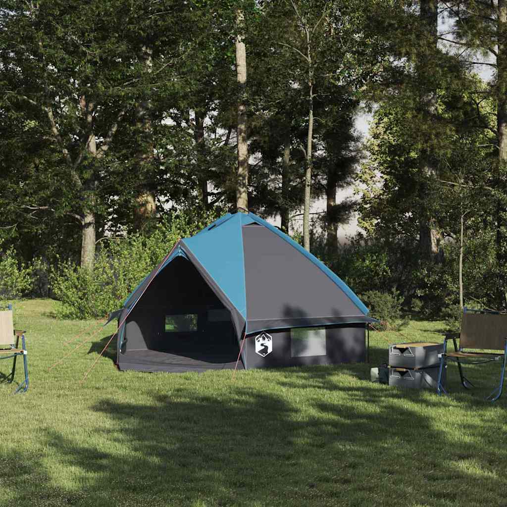Teepee Tent 4-Person with Roof Blue and Grey 388 x 320 x 169 cm