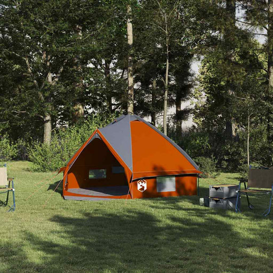 Teepee Tent 4-Person Grey and Orange 388 x 320 x 169 cm