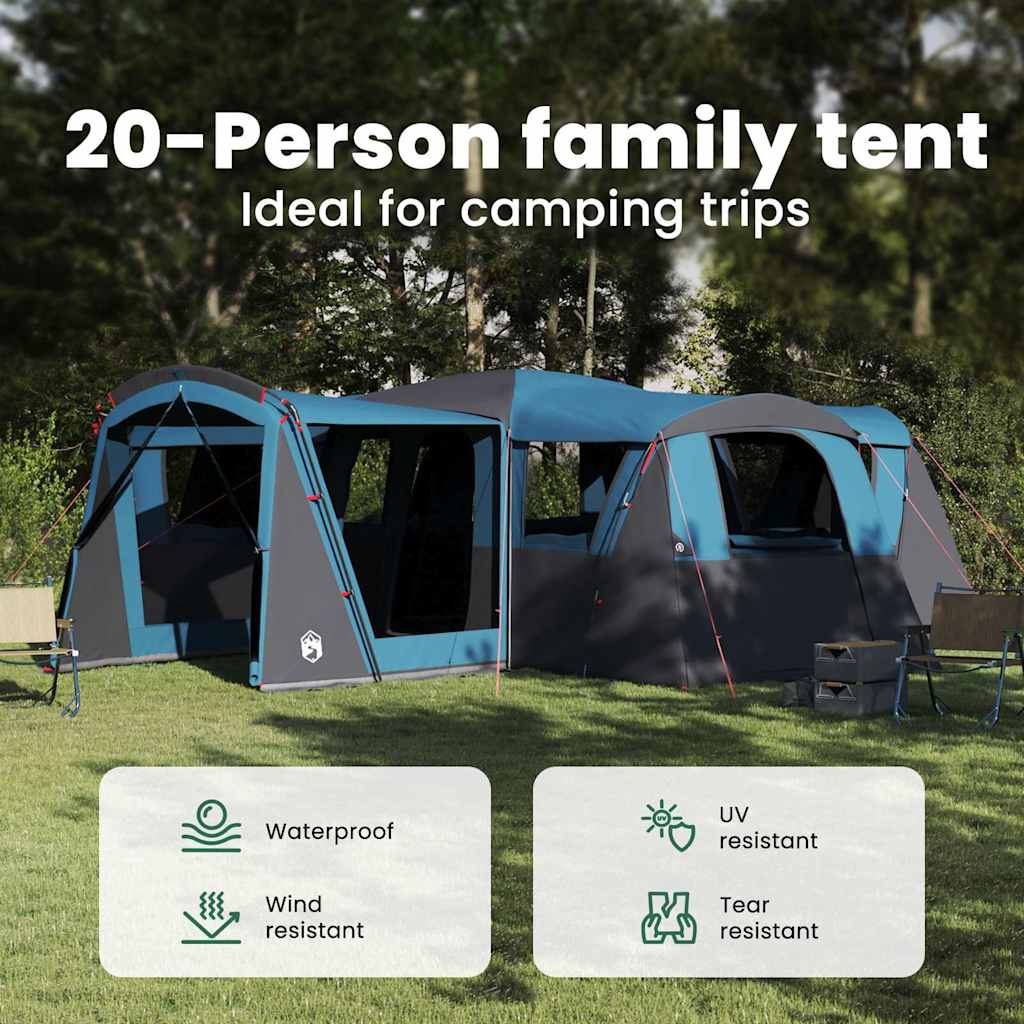 Family Tent 20-Person Blue and Grey 745 x 700 x 217 cm