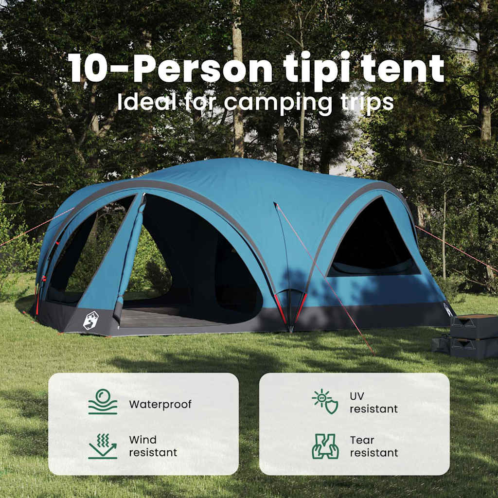 Family Tent 10-Person Blue and Grey 460 x 430 x 214 cm