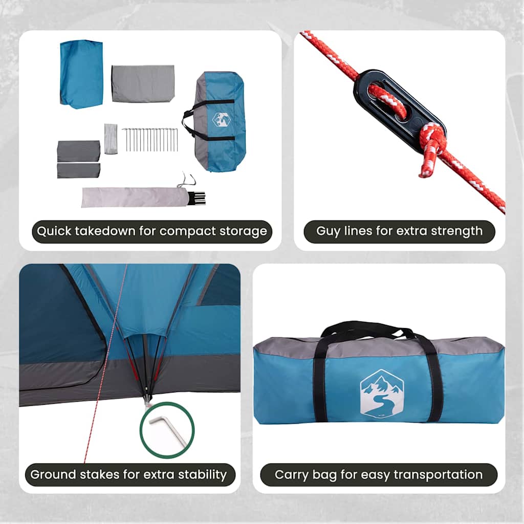Family Tent 10-Person Blue and Grey 460 x 430 x 214 cm