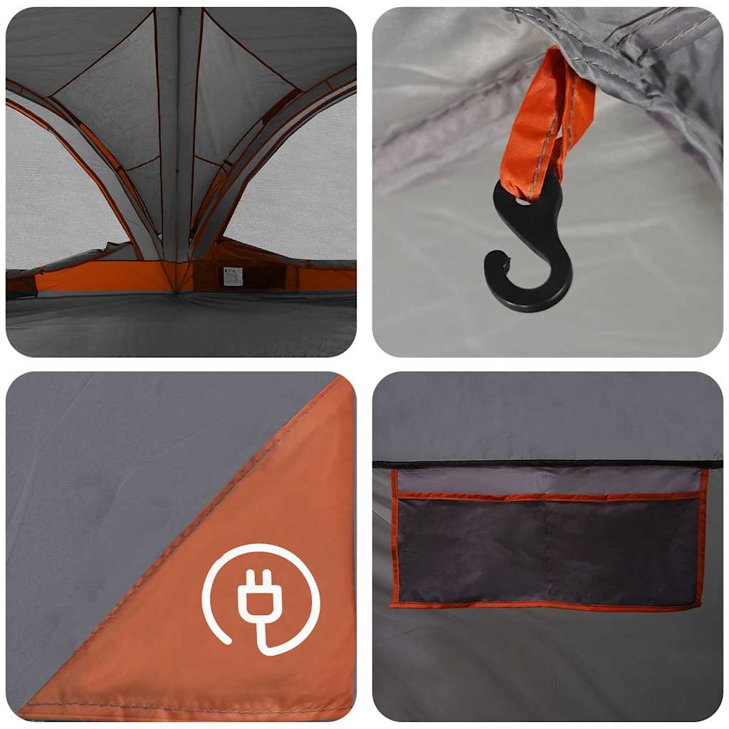 Family Tent 10-Person Grey and Orange 460 x 430 x 214 cm