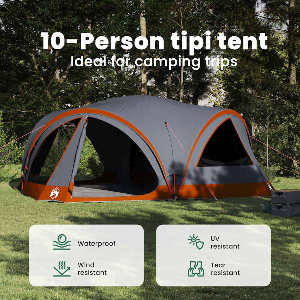 Family Tent 10-Person Grey and Orange 460 x 430 x 214 cm