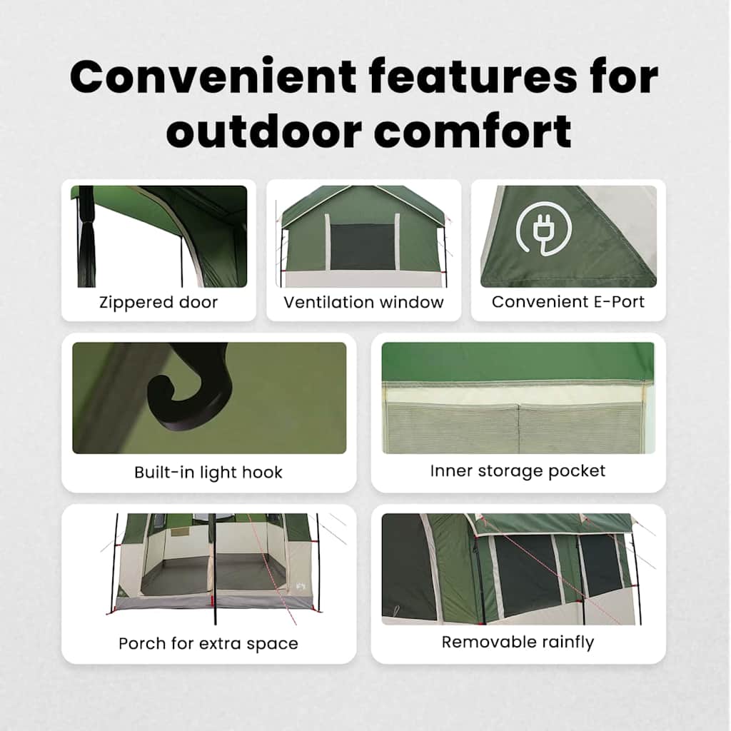 Family Tent 4-Person Green and White 324 x 255 x 230 cm