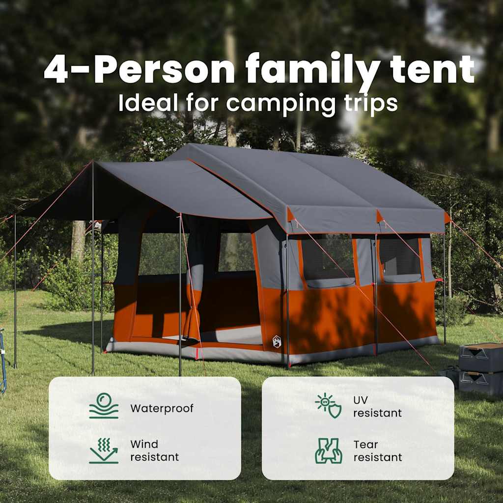 Family Tent 4-Person Grey and Orange 324 x 255 x 230 cm