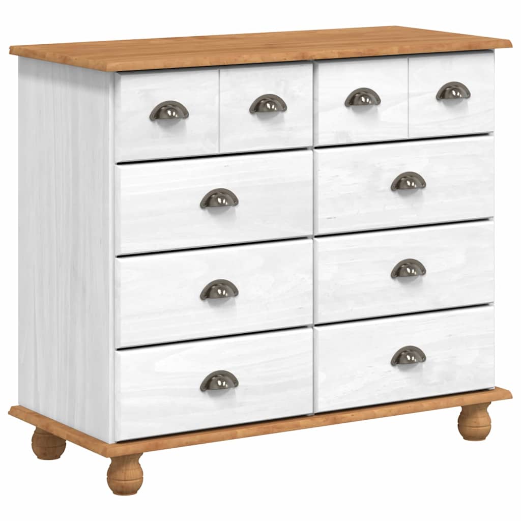 Hutch with Drawer ASKIM White 91 x 40 x 184 cm Solid Pine Wood
