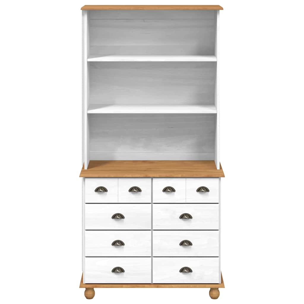 Hutch with Drawer ASKIM White 91 x 40 x 184 cm Solid Pine Wood