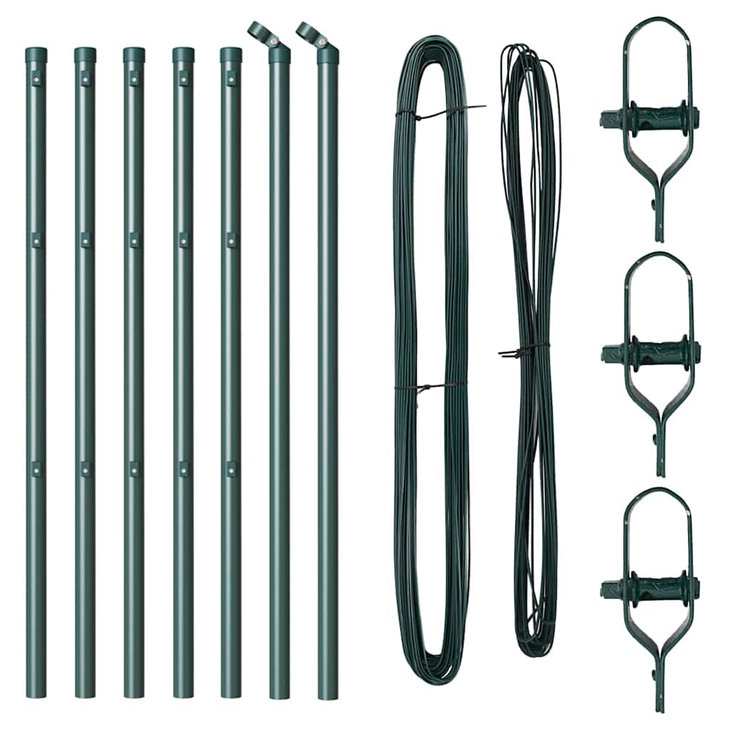 Embedded Fence Post 7 pcs Green Powder-Coated Steel