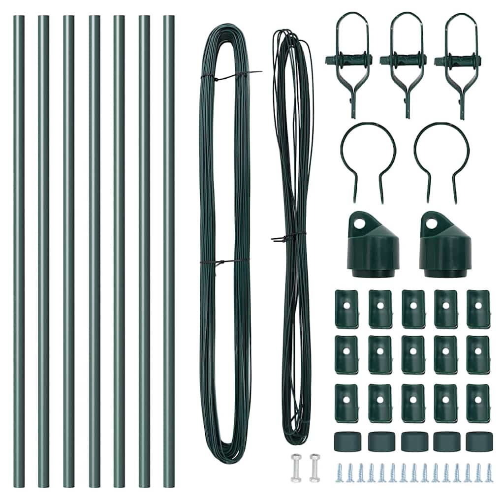 Embedded Fence Post 7 pcs Green Powder-Coated Steel