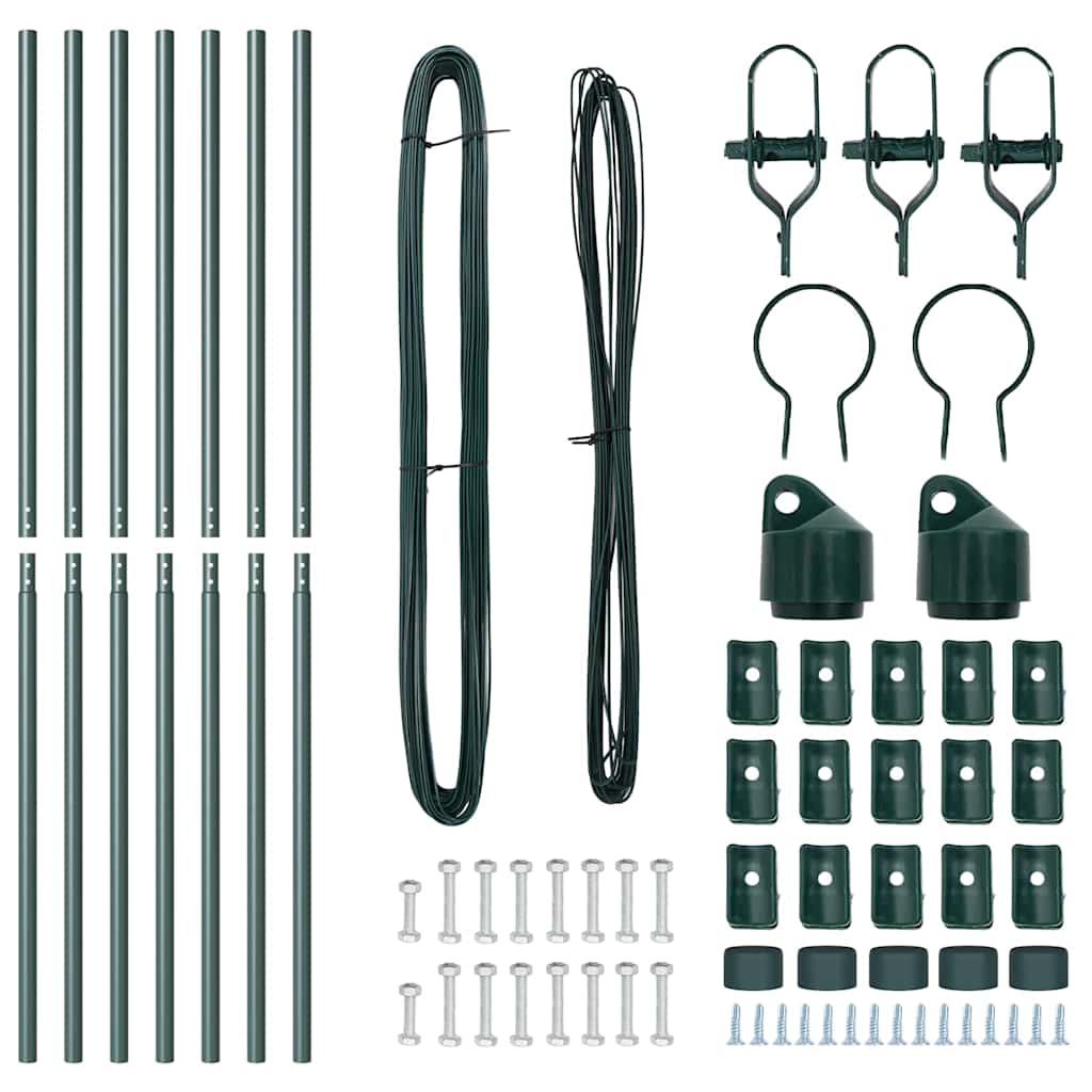 Embedded Fence Post 7 pcs Green Powder-Coated Steel
