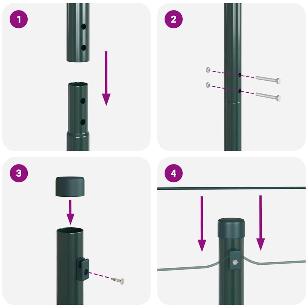 Fence Post 7 pcs Green Steel