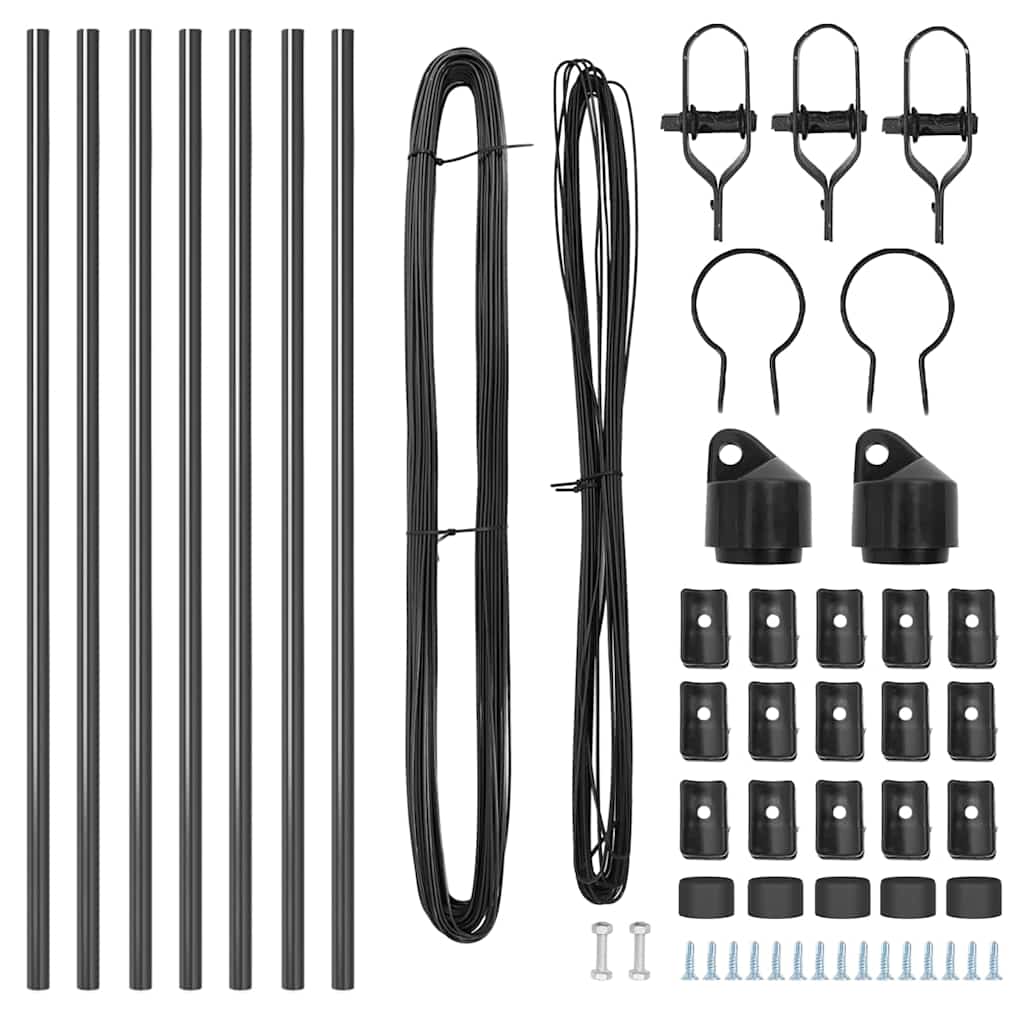 Embedded Fence Post 7 pcs Grey Powder-Coated Steel