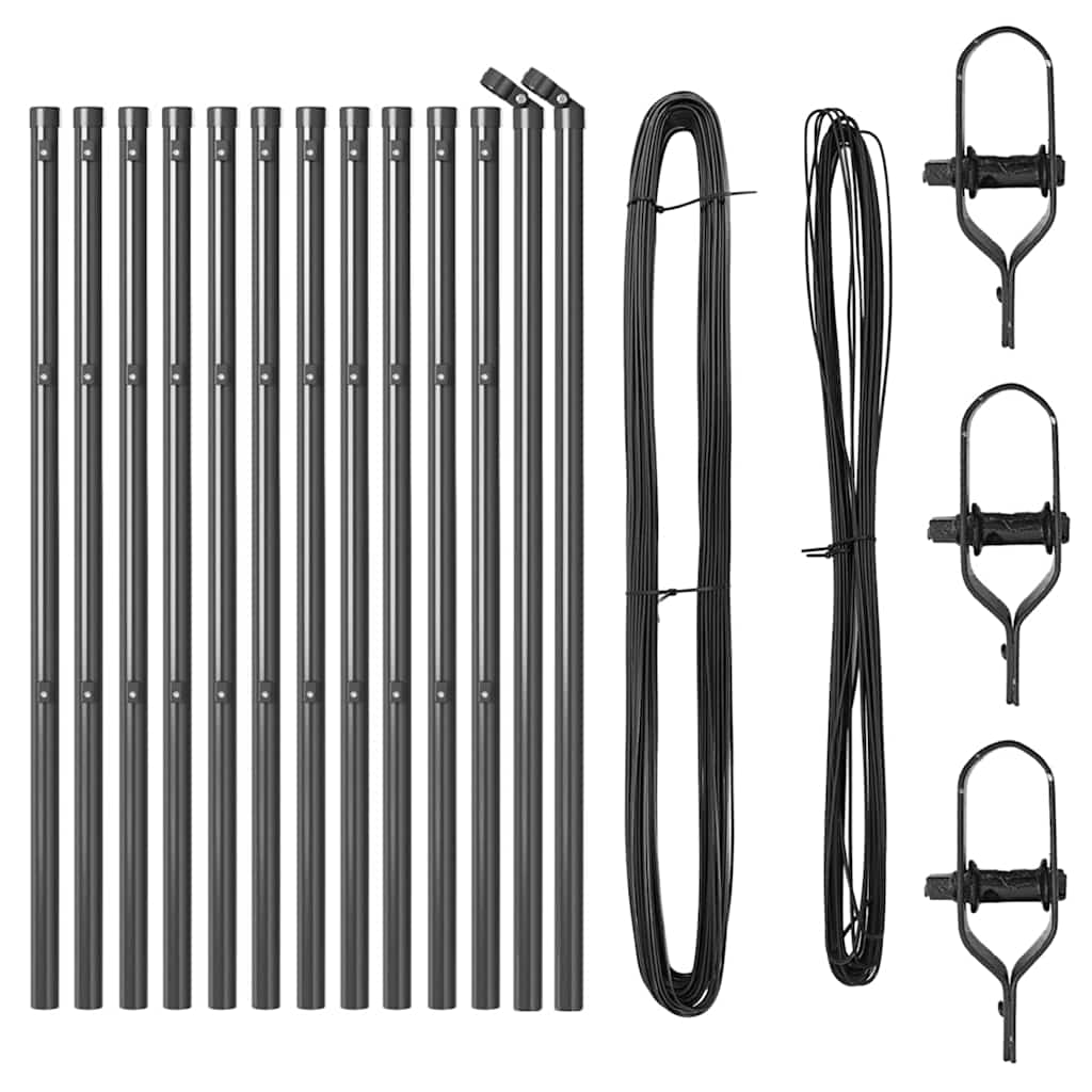 Fence Post 13 pcs Grey Steel