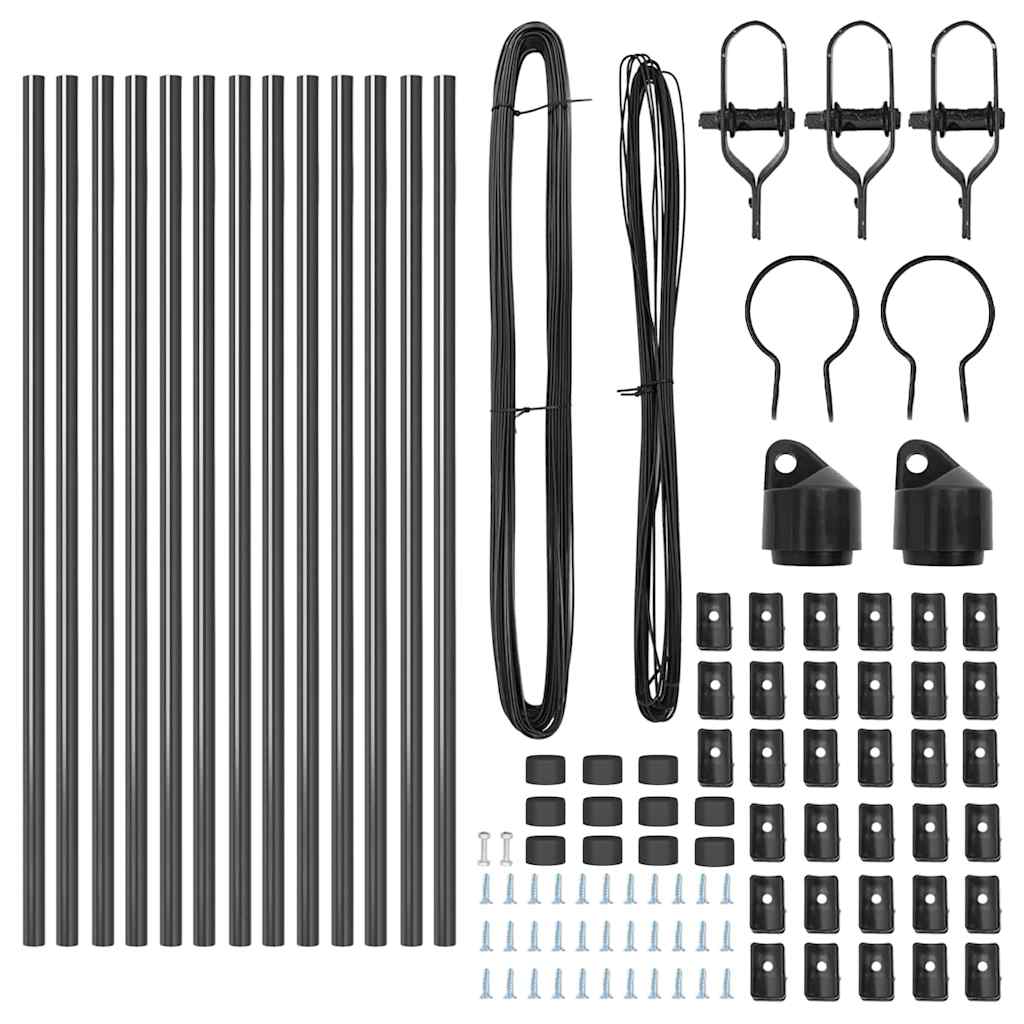 Fence Post 13 pcs Grey Steel