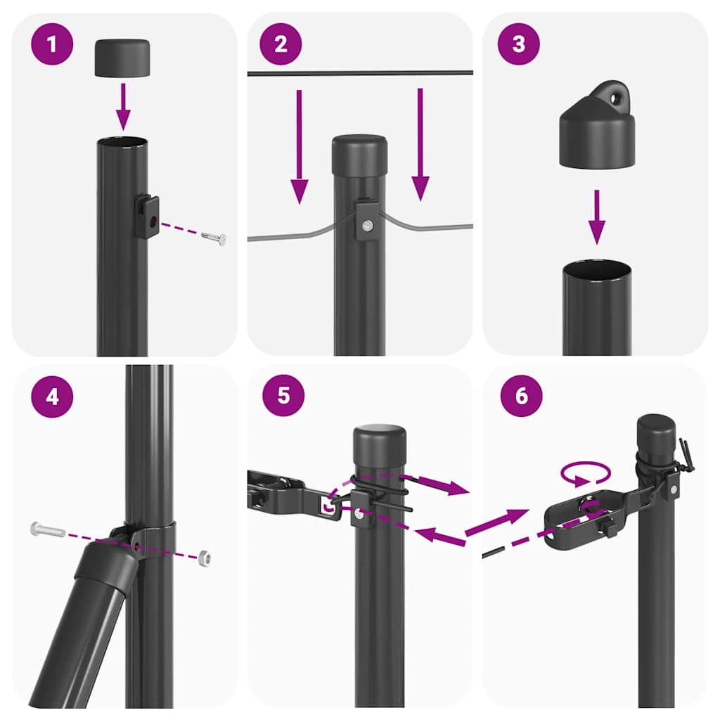 Fence Post 13 pcs Grey Steel