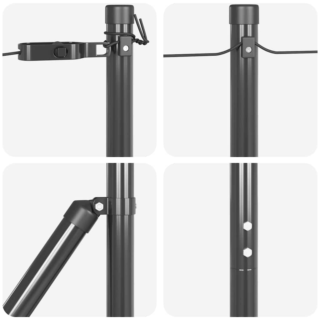 Embedded Fence Post 7 pcs Grey Powder-Coated Steel