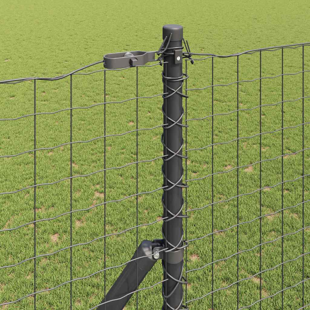 Embedded Fence Post 7 pcs Grey Powder-Coated Steel
