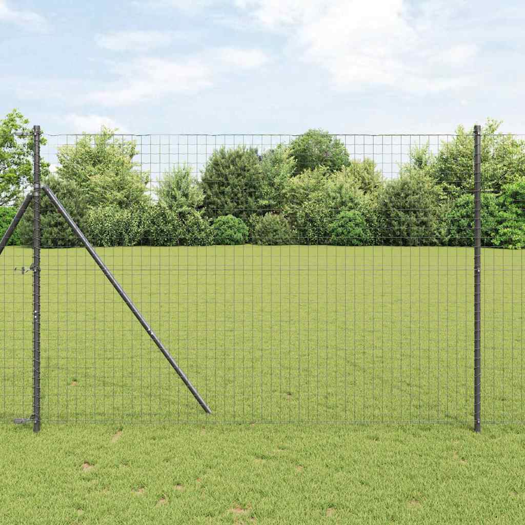 Embedded Fence Post 7 pcs Grey Powder-Coated Steel