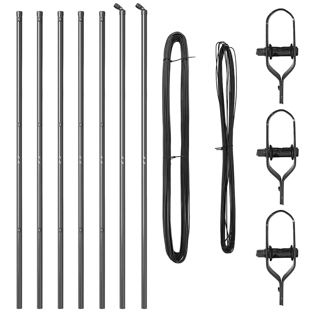Embedded Fence Post 7 pcs Grey Powder-Coated Steel