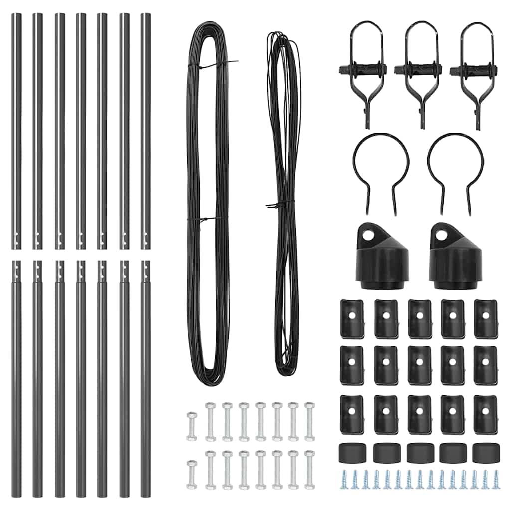 Embedded Fence Post 7 pcs Grey Powder-Coated Steel