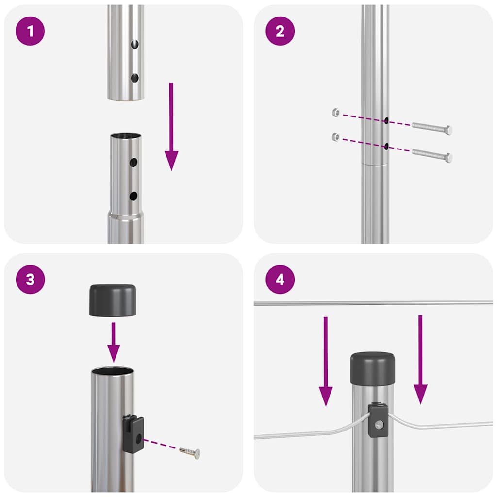 Fence Post 7 pcs Silver Steel